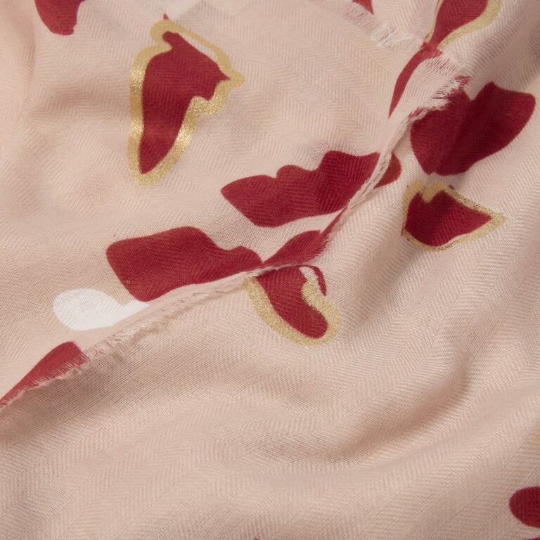 Katie Loxton Scattered Petals Scarf - Rose/red/Gold