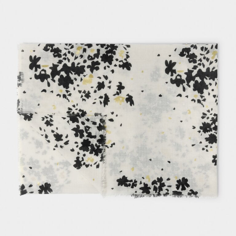 Katie Loxton Floral Burst Foil Scarf - Off White/Blac