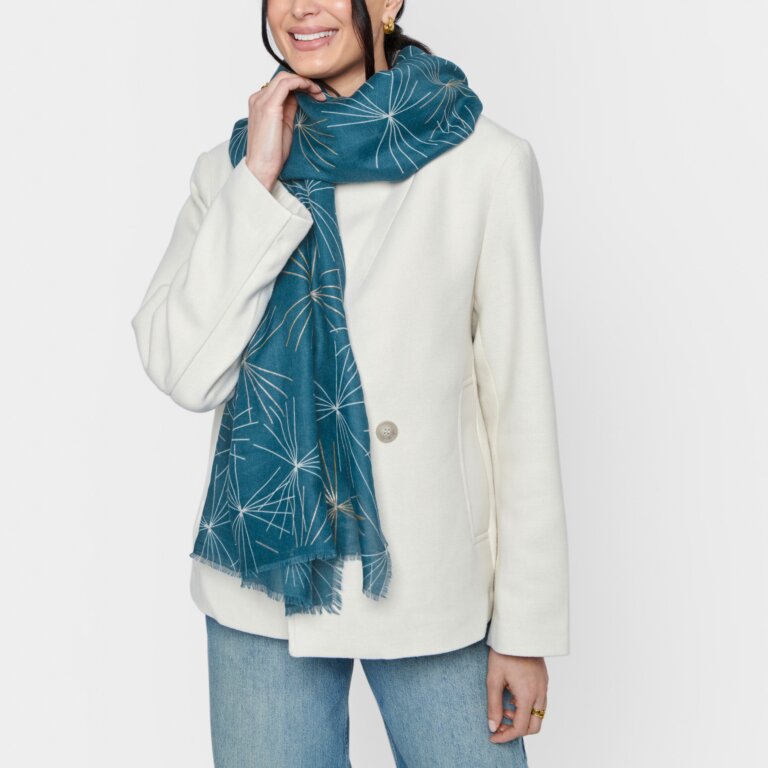 Katie Loxton Starburst Scarf - Teal/white/Gold