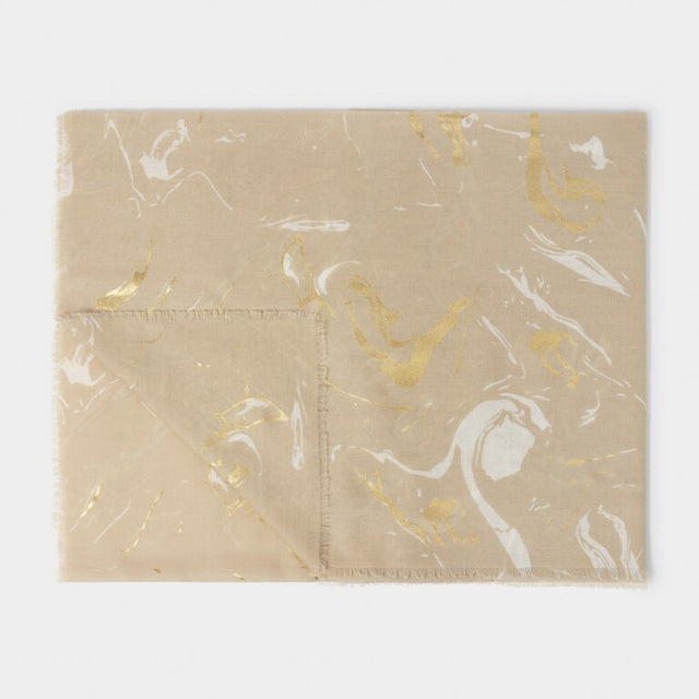 Katie Loxton Marble Foil Scarf - Light Taupe/White/Gold