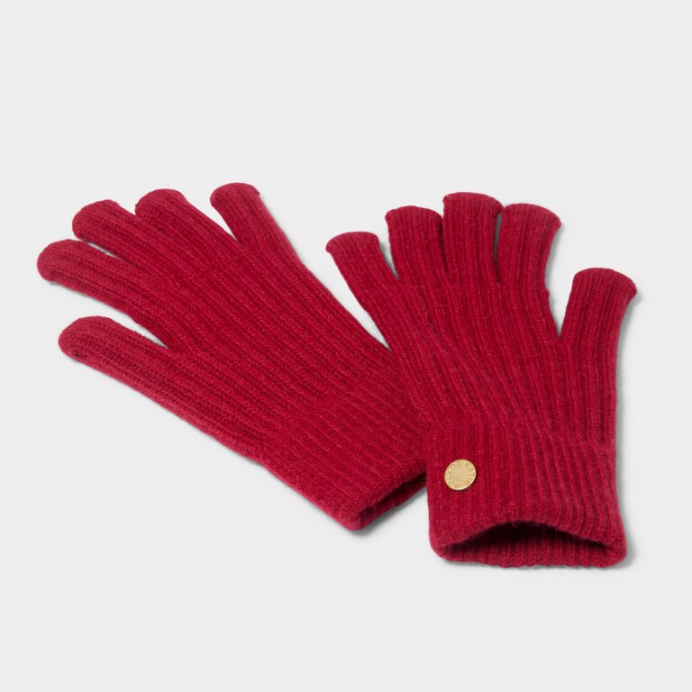 Katie Loxton Kintted Gloves - Garnet Red