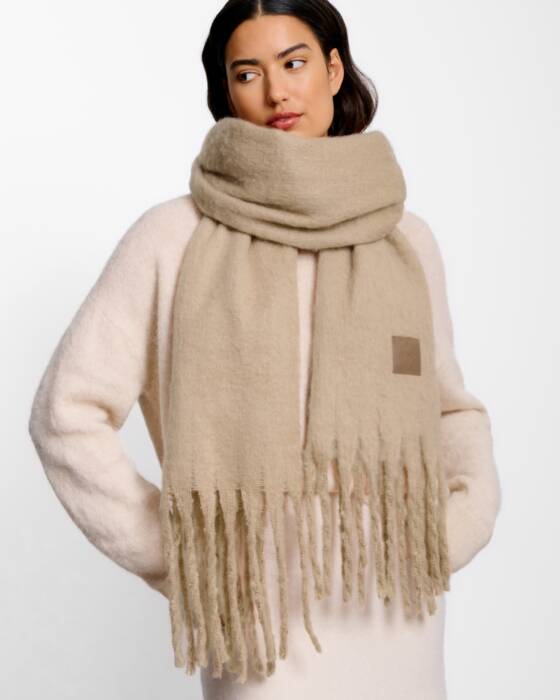 Katie Loxton Recycled Tassel Thick Scarf - Taupe