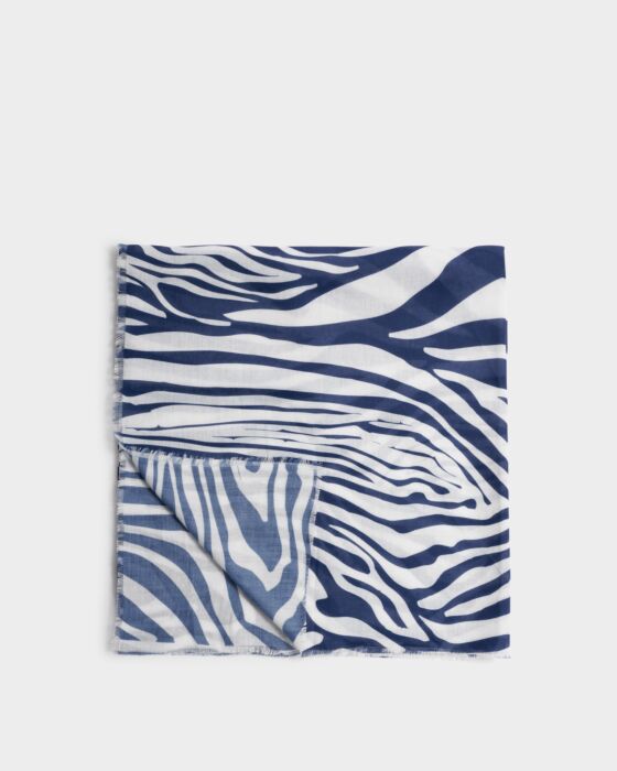 Katie Loxton Printed Scarf - Zebra - Off White/Navy
