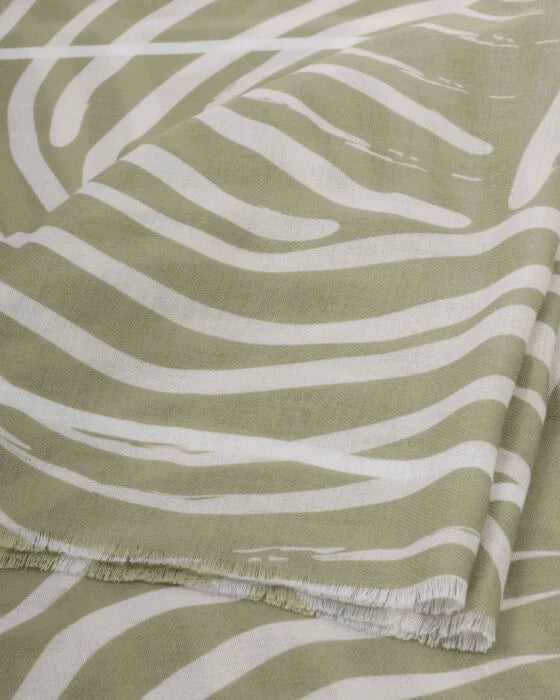 Katie Loxton Printed Scarf - Waved Lines - Sage/Off White