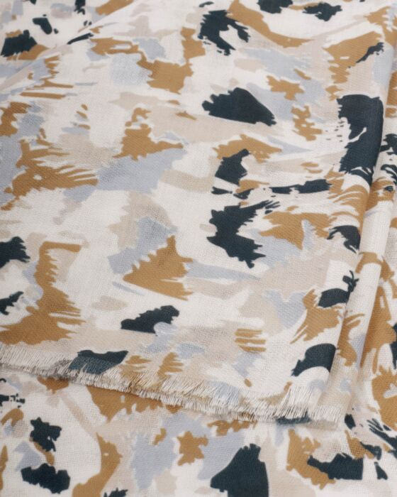 Katie Loxton Printed Scarf - Terazzo White/Caramel/Navy