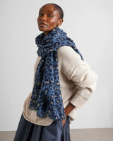 Katie Loxton Printed Scarf - Leopard Navy/Black/Taupe