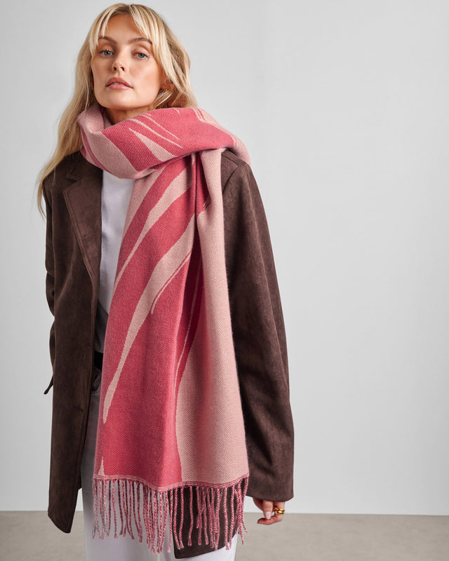 Katie Loxton Brush Stroke Blanket Scarf - Pink