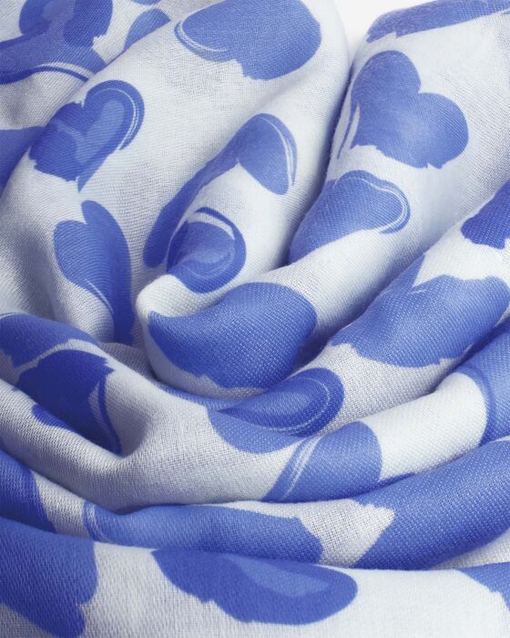 Katie Loxton Printed Scarf - Abstract Heart - White/Blue