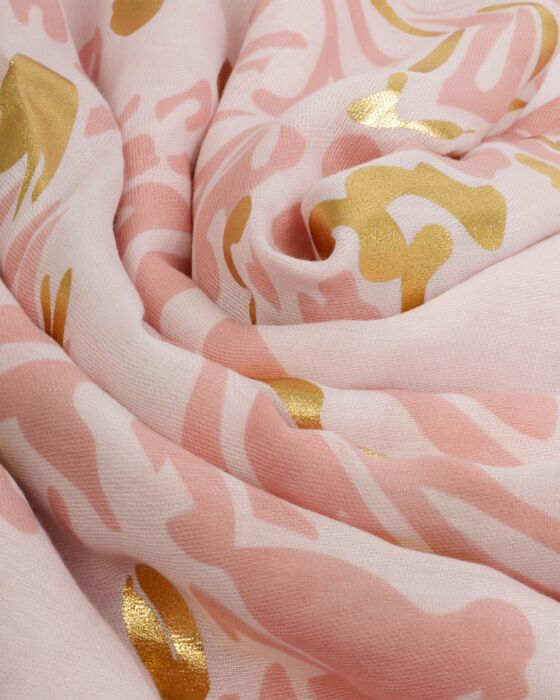 Katie Loxton Printed Foil Scarf - Animal - Pink/Dusky Pink
