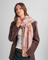 Katie Loxton Printed Foil Scarf - Animal - Pink/Dusky Pink