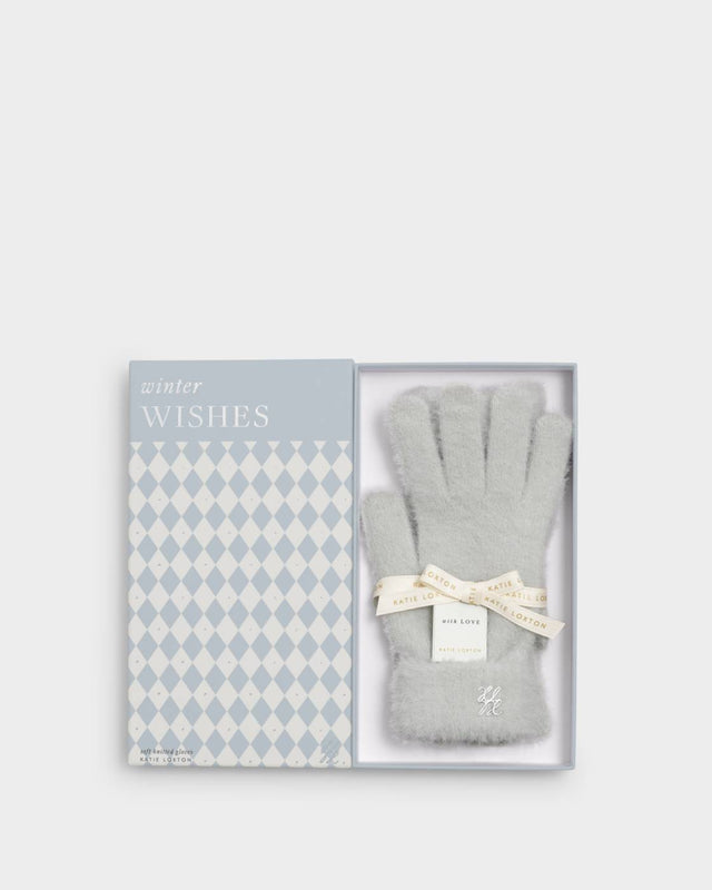 Katie Loxton Boxed Soft Knit Gloves - Pale Grey