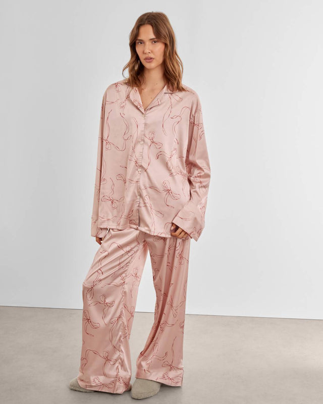 Katie Loxton Gift Boxed Pyjama Set - Small 8-10 - Pink and Cherry