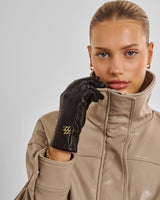 Katie Loxton Boxed Faux Leather Gloves - Chocolate