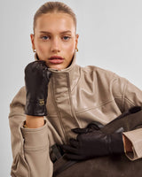 Katie Loxton Boxed Faux Leather Gloves - Chocolate