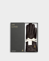 Katie Loxton Boxed Faux Leather Gloves - Chocolate