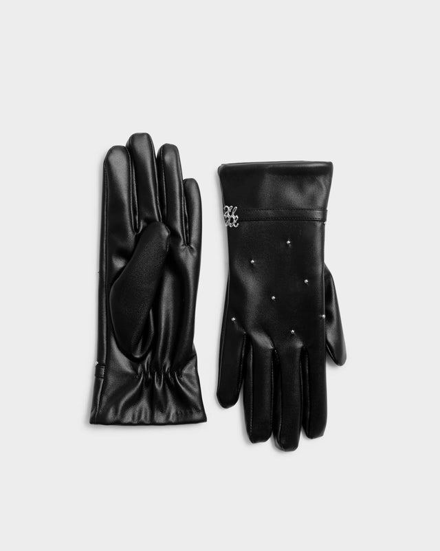 Katie Loxton Boxed Faux Leather Gloves - Black