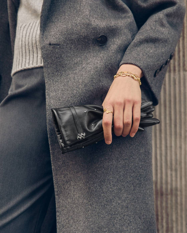 Katie Loxton Boxed Faux Leather Gloves - Black