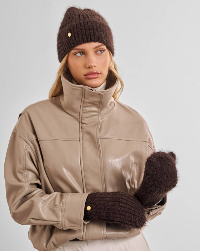 Katie Loxton Gift Boxed Hat And Mitten Set - Chocolate