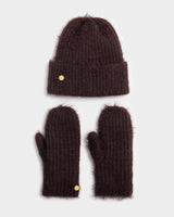 Katie Loxton Gift Boxed Hat And Mitten Set - Chocolate