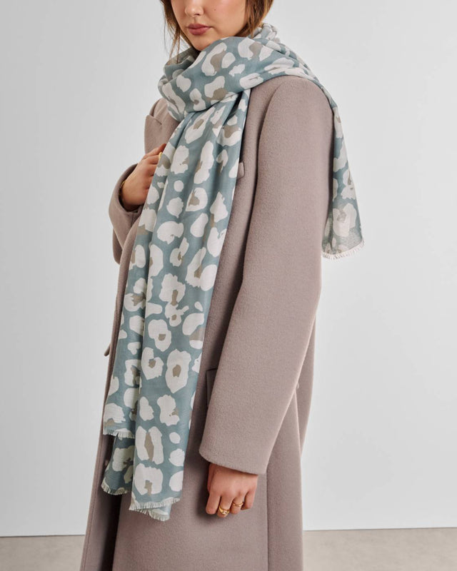 Katie Loxton Abstract Floral Printed Scarf - Grey and Taupe