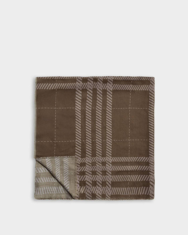 Katie Loxton Check Printed Scarf - Dark Brown and Taupe