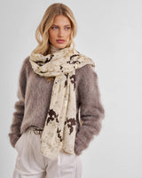 Katie Loxton Snake Printed Foil Scarf  - Sand and Gold