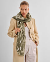 Katie Loxton Animal Printed Foil Scarf - Olive and Silver