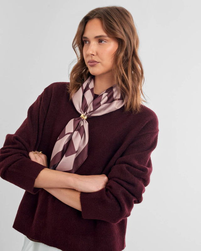 Katie Loxton Check Satin Multiway Scarf - Pink and Cherry