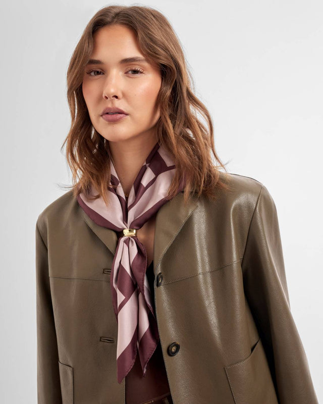 Katie Loxton Check Satin Multiway Scarf - Pink and Cherry