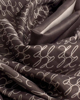 Katie Loxton KL Script Logo Satin Multiway Scarf - Chocolate and Taupe