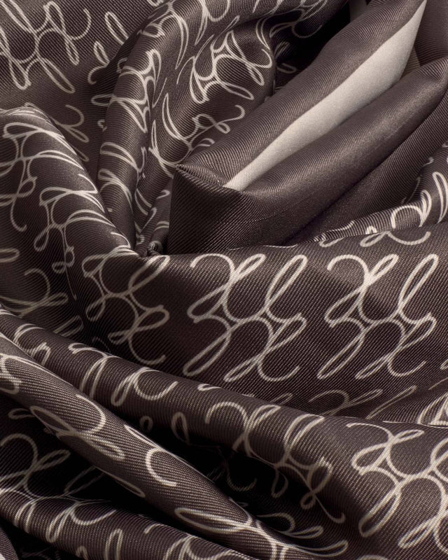 Katie Loxton KL Script Logo Satin Multiway Scarf - Chocolate and Taupe