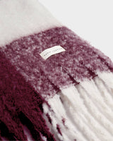 Katie Loxton Recycled Checked Tassel Scarf - Cherry