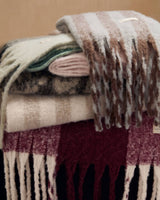 Katie Loxton Recycled Checked Tassel Scarf - Cherry