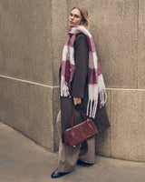 Katie Loxton Recycled Checked Tassel Scarf - Cherry