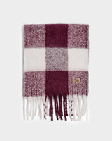Katie Loxton Recycled Checked Tassel Scarf - Cherry