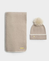 Katie Loxton Whipstitch Pom Pom Knitted Hat - Taupe