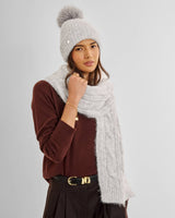 Katie Loxton Cable Knit Scarf - Light Grey