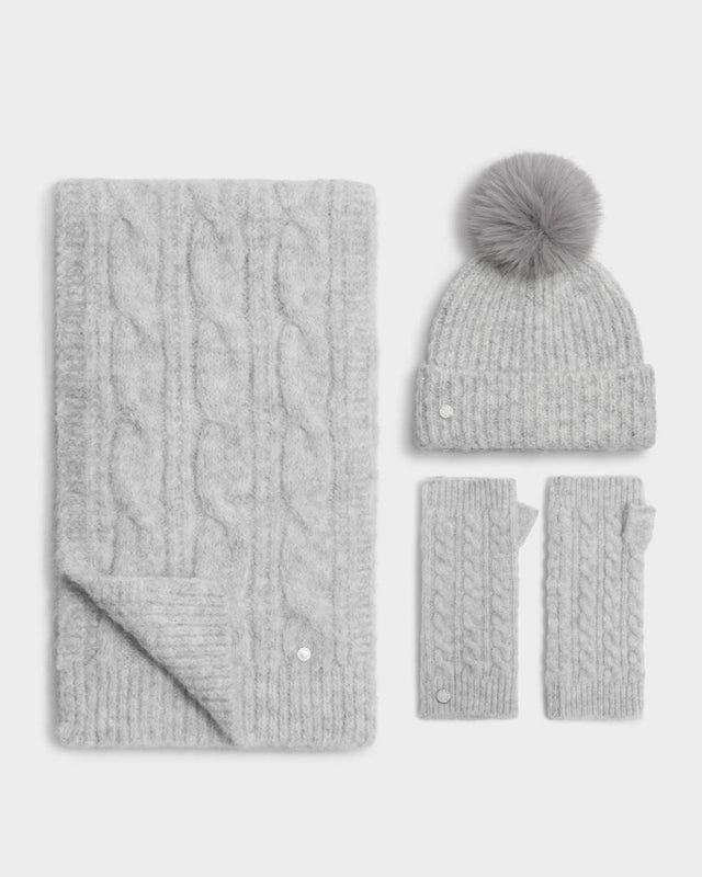 Katie Loxton Cable Knit Scarf - Light Grey