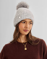 Katie Loxton Sequin Soft Knit Hat - Light Grey