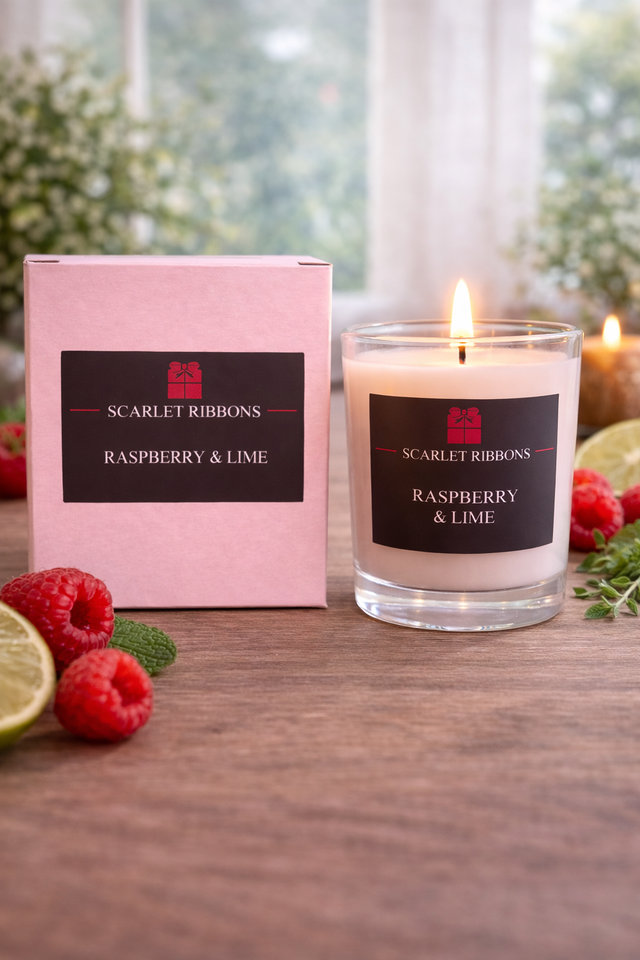 Scarlet Ribbons Votive Candle - Raspberry & Lime