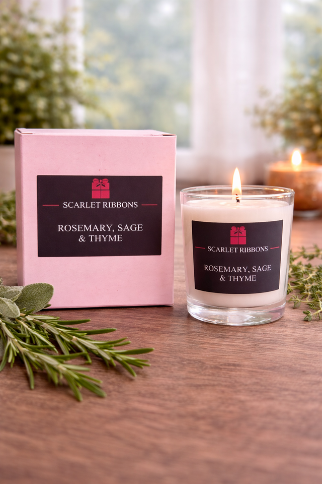 Scarlet Ribbons Votive Candle - Rosemary, Sage & Thyme