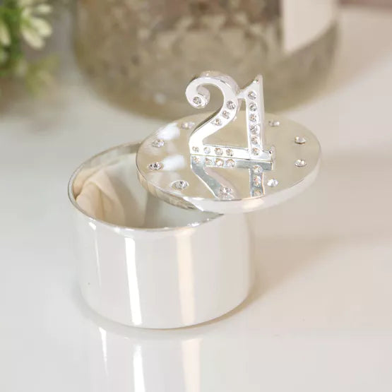 21st Crystal Silver Trinket Box