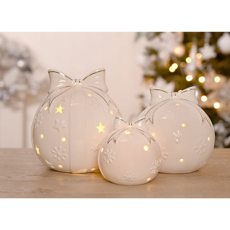 LED Porcelain Bauble - 13cm