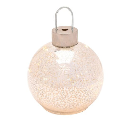 Silver LED Light Up Glass Bauble Decoration